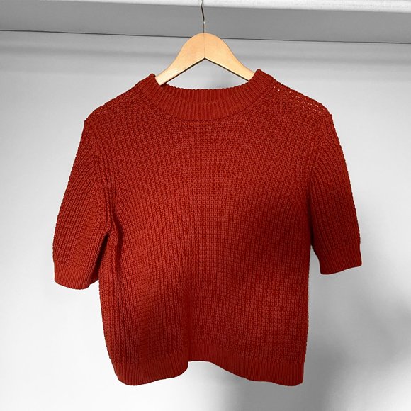 Autumn, loose fit, Knit T-Shirt Sweater in Burt Orange/Red (Small) - Picture 3 of 3